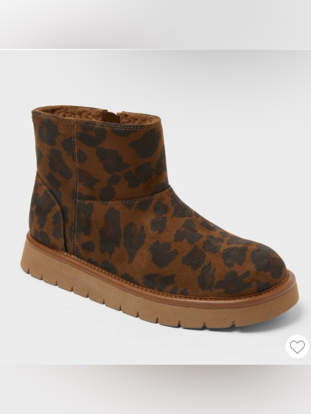 Woman's Brown & Black Leopard Print Suede Ankle Boot